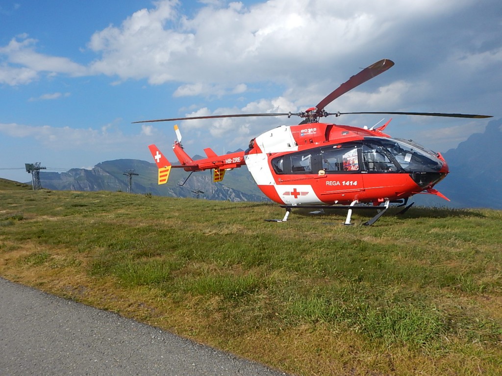 Teil des Sicherheitskonzepts. REGA-Heli auf dem Männlichen stationiert