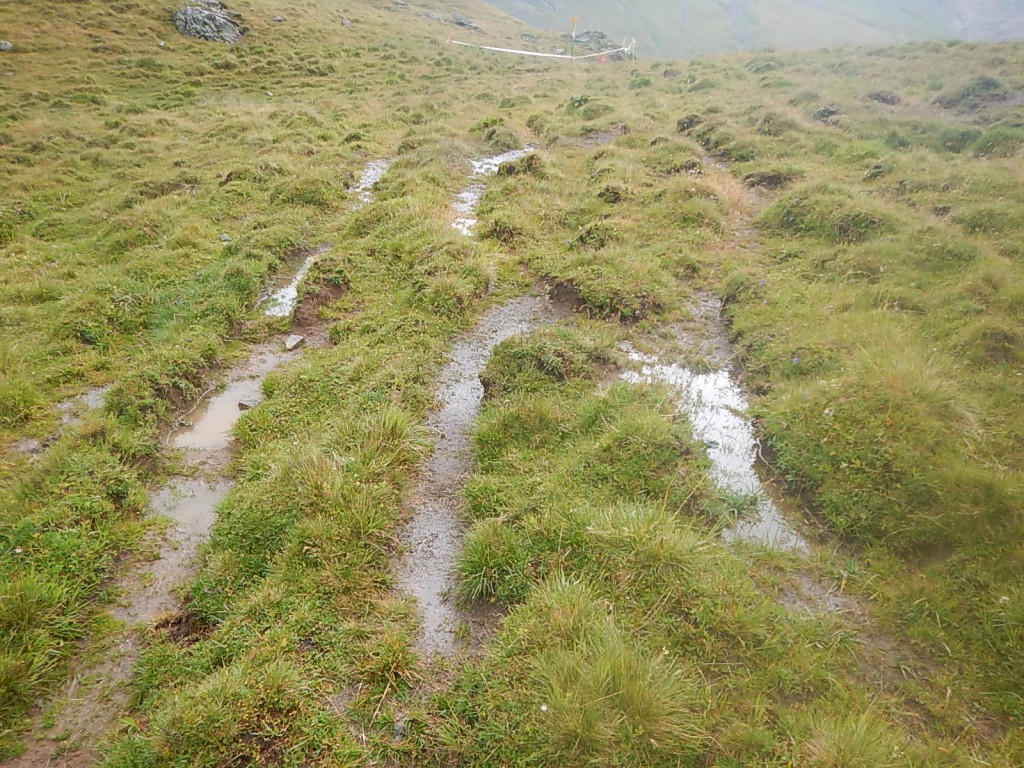 Die Wege verwandeln sich in Bäche.